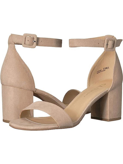 CL BY LAUNDRY Womens Beige Padded Adjustable Ankle Strap Jody Open Toe Block Heel Buckle Heeled Sandal 8.5 M