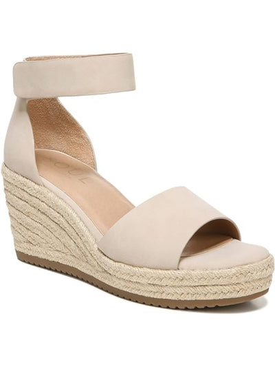 SOUL BY NATURALIZER Womens Ivory Anti-Microbial Ankle Strap Padded Oakley Round Toe Wedge Espadrille Shoes 8 M