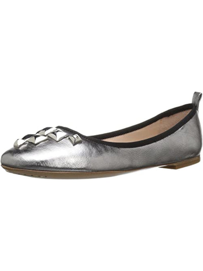 MARC JACOBS Womens Silver Embellished Padded Cleo Round Toe Slip On Leather Ballet Flats 36