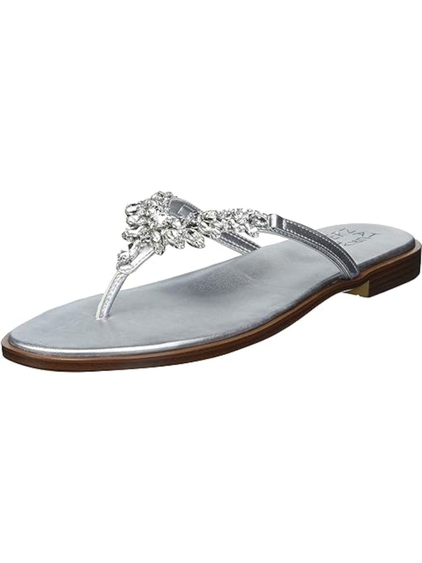 NATURALIZER Womens Silver Embellished Fallyn Round Toe Slip On Thong Sandals Shoes 6.5 M