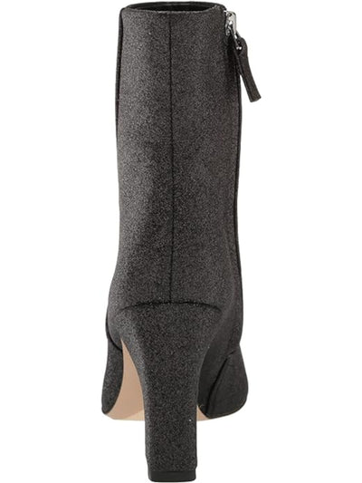 FRANCO SARTO Womens Black Padded Glitter Vesi Pointed Toe Block Heel Zip-Up Dress Booties 10 M