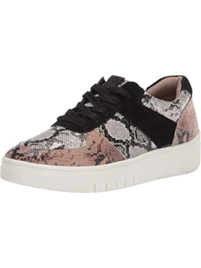 NATURALIZER Womens Beige Snake Print 0.5" Platform Removable Insole Cushioned Non-Slip Hadley Round Toe Wedge Lace-Up Leather Athletic Sneakers Shoes 9 W