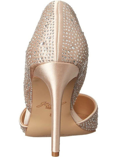 JEWEL BADGLEY MISCHKA Womens Beige D Orsay Rhinestone Justise Pointed Toe Stiletto Slip On Dress Pumps Shoes 11 M