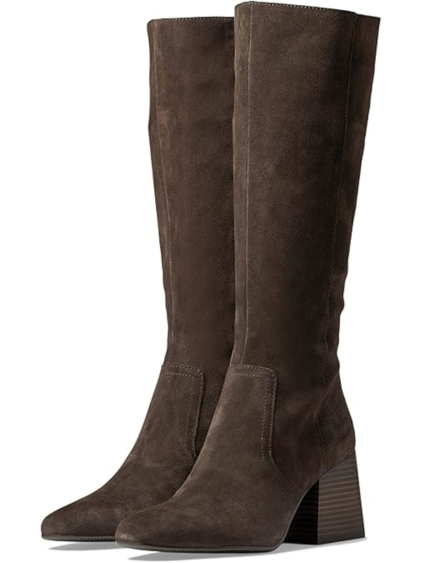 AQUA COLLEGE Womens Brown Goring Padded Waterproof Tori Square Toe Stacked Heel Zip-Up Suede Dress Boots Shoes 9.5 M
