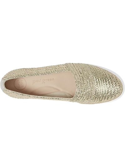 PAUL GREEN Womens Gold Woven Comfort Lori Round Toe Slip On Leather Espadrille Shoes 5.5