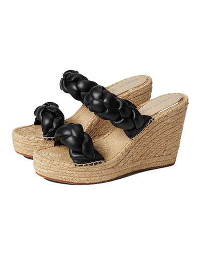 KENNETH COLE Womens Black 1-1/2" Platform Braided Comfort Olivia Round Toe Wedge Slip On Espadrille Shoes 9 M