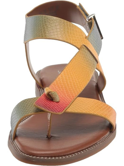 FRANCO SARTO Womens Brown Gradient Chain Asymmetrical Padded Glenni Round Toe Slingback Sandal 6.5 M