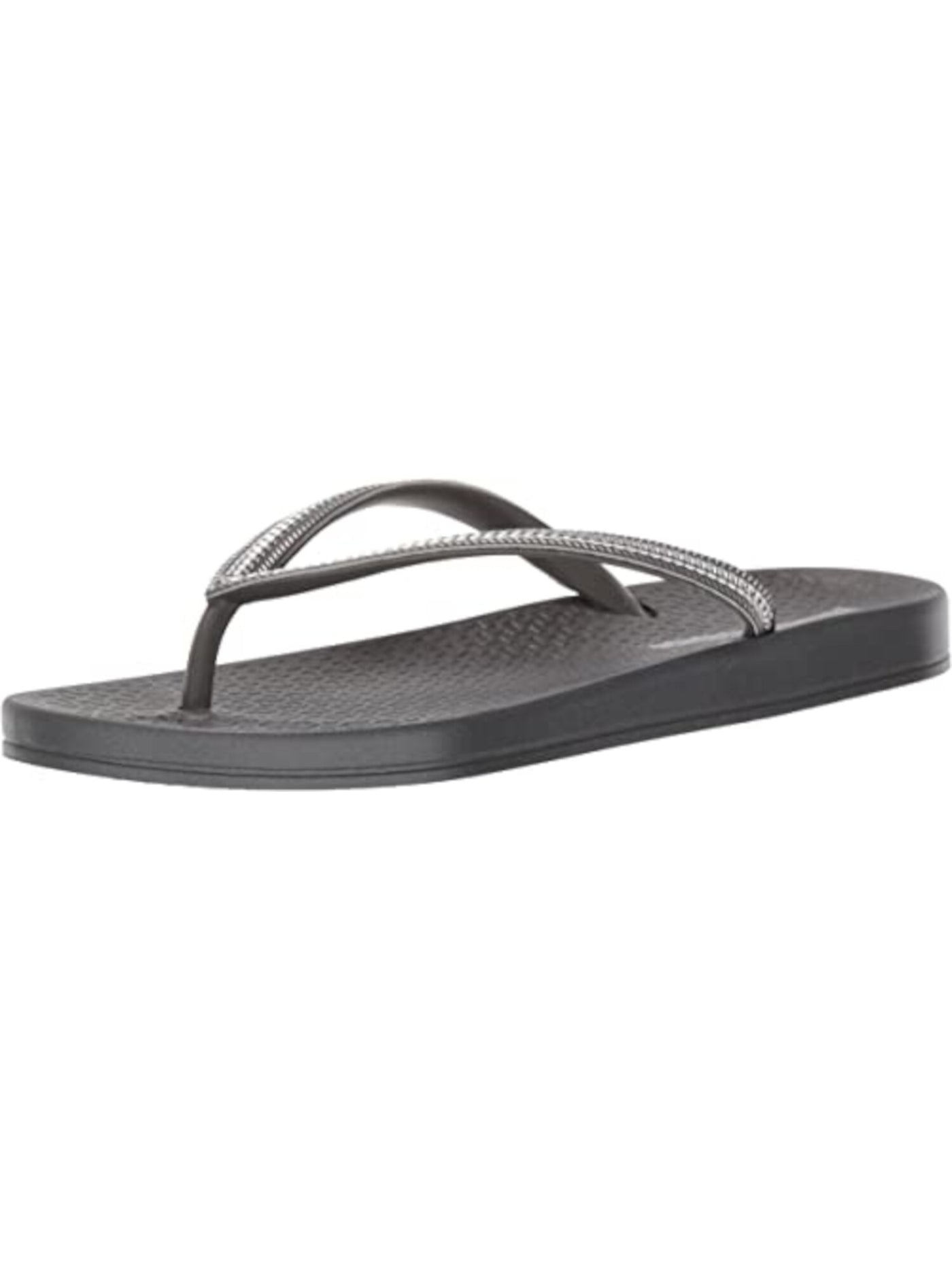 IPANEMA Womens Gray Comfort Metallic Ana Round Toe Wedge Slip On Flip Flop Sandal 7 M