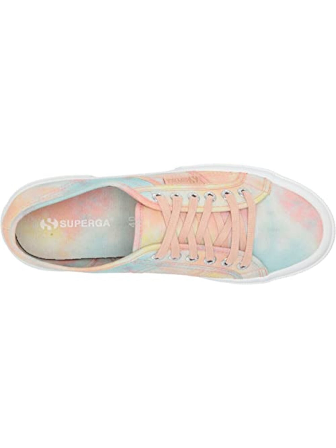 SUPERGA Womens Orange Tie Dye Traction Metal Eyelets Cushioned Logo Fantasy Cotu Round Toe Lace-Up Athletic Sneakers Shoes 39.5