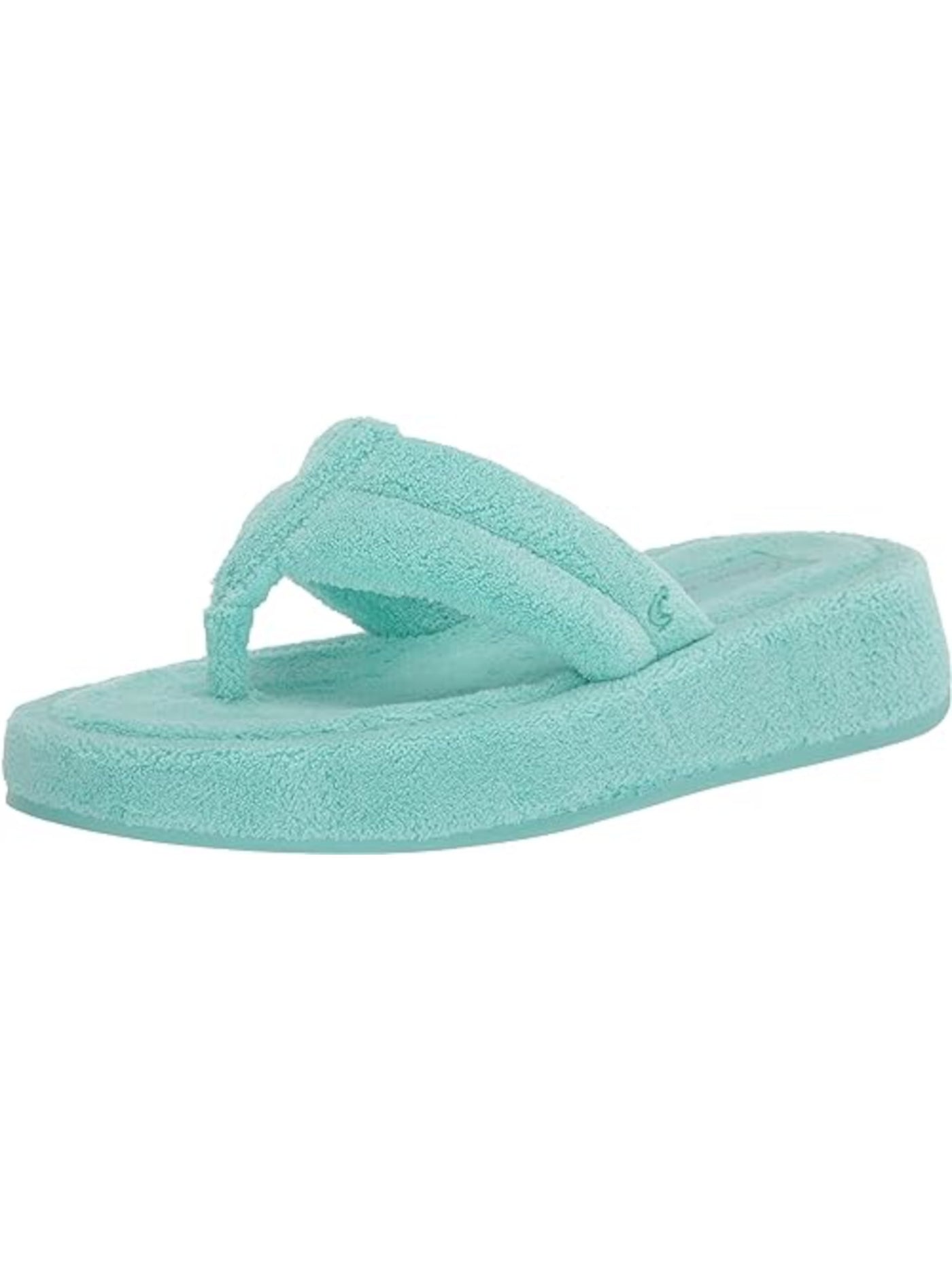 CIRCUS BY SAM EDELMAN Womens Bali Blue Terry Turquoise Padded Laina Round Toe Wedge Slip On Thong Sandals 7 M