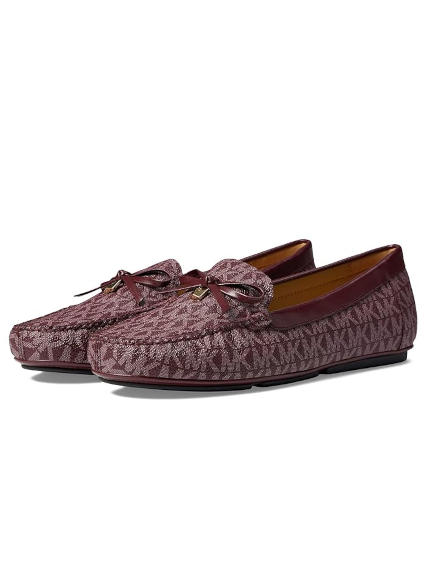 MICHAEL MICHAEL KORS Womens Burgundy Logo Bow Accent Padded Juliette Almond Toe Slip On Loafers Shoes 5.5 M