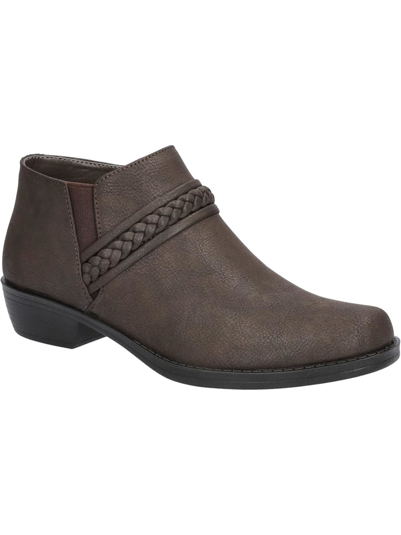 EASY STREET Womens Brown Goring Braided Cushioned Jalia Round Toe Block Heel Zip-Up Booties 7.5 W
