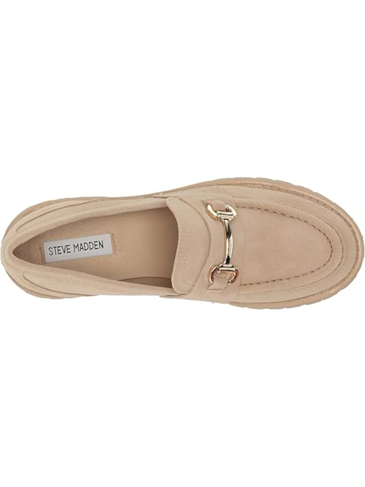 STEVE MADDEN Womens Beige 1" Platform Bit Hardware Treaded Padded Lug Sole Lando Round Toe Slip On Leather Loafers Shoes 8 M