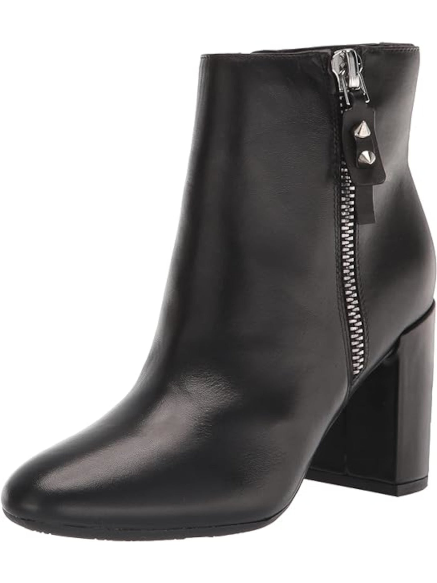 NINE WEST Womens Black Cushioned Takes 9x9 Round Toe Block Heel Zip-Up Leather Dress Booties 8 M