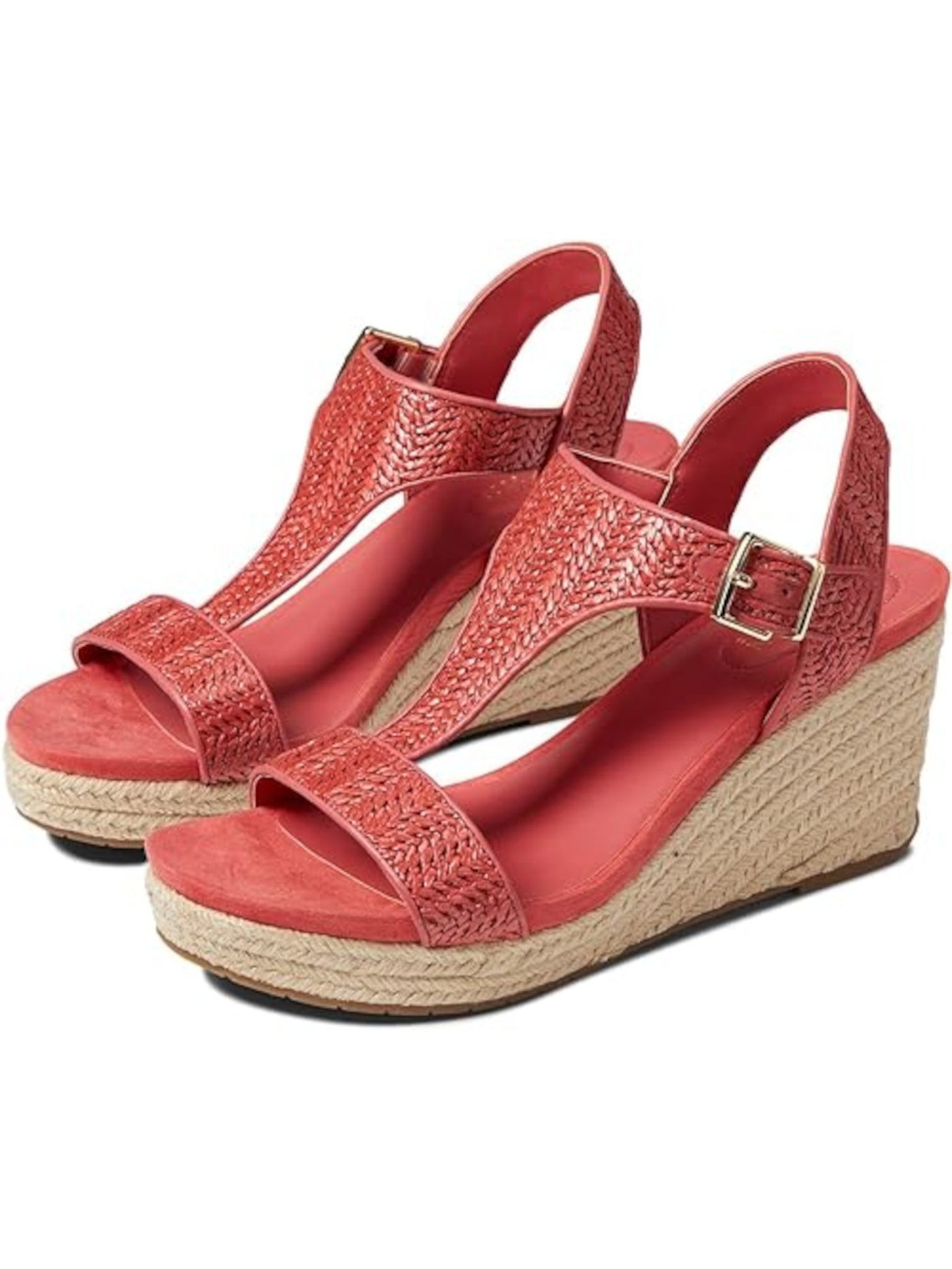 REACTION KENNETH COLE Womens Coral Woven Adjustable Card Round Toe Wedge Buckle Espadrille Shoes 8.5