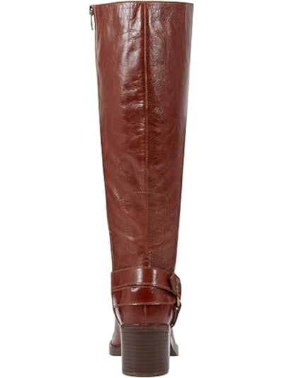 MARC FISHER Womens Brown O'ring Ankle Strap Goring Padded Laile Square Toe Block Heel Zip-Up Leather Moto 5 M