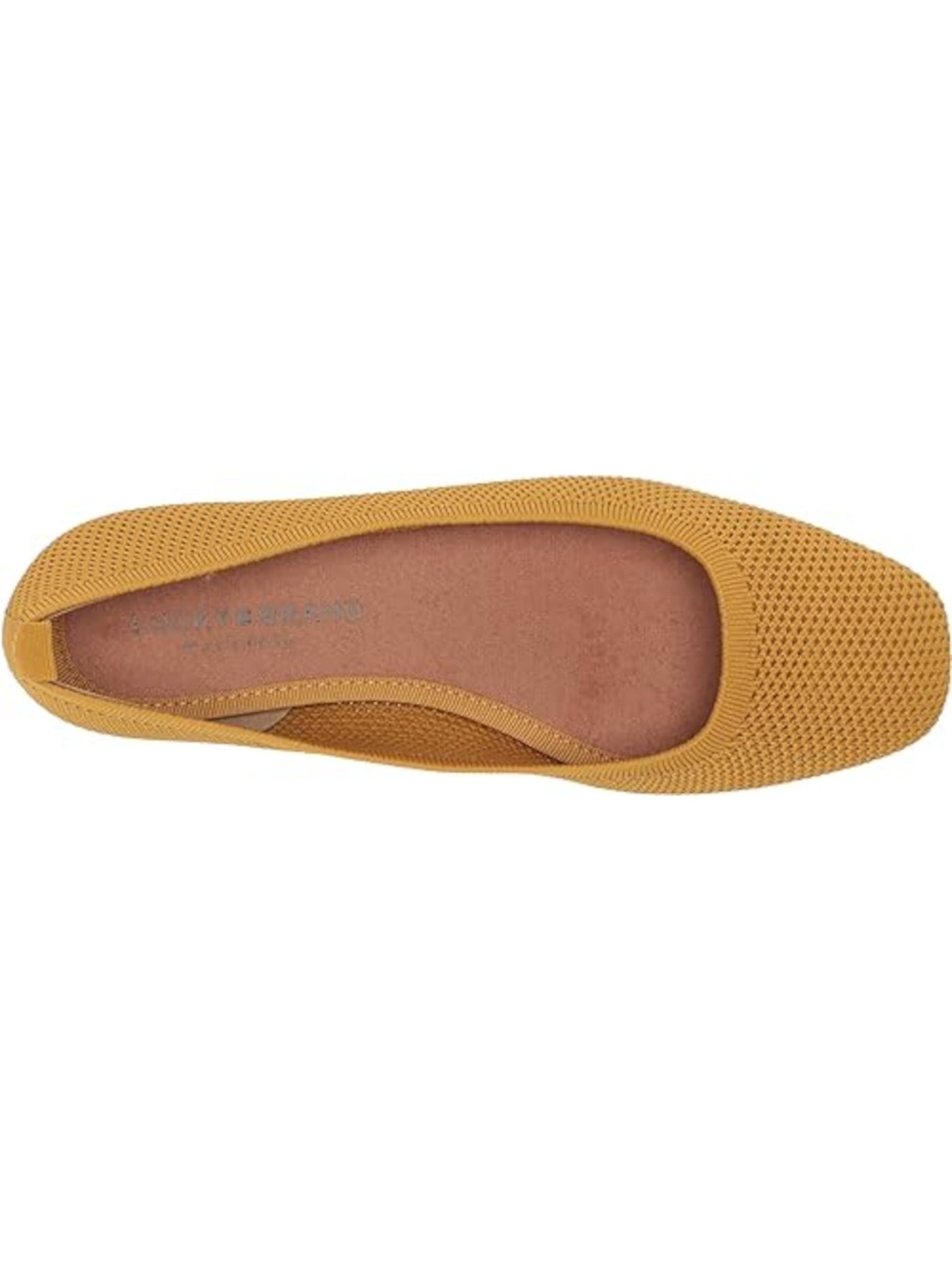 LUCKY BRAND Womens Gold Ribbed Knit Flexible Sole Includes Mesh Bag For Washing Cushioned Removable Insole Daneric Square Toe Slip On Flats Shoes 12 M