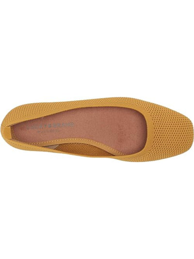 LUCKY BRAND Womens Gold Ribbed Knit Flexible Sole Includes Mesh Bag For Washing Cushioned Removable Insole Daneric Square Toe Slip On Flats Shoes 12 M