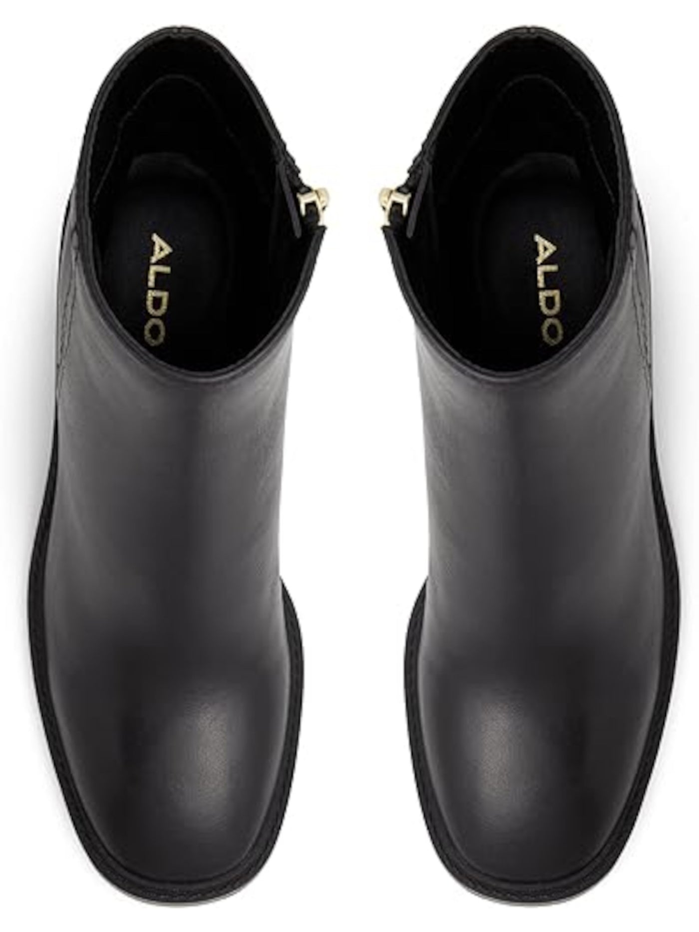 ALDO Womens Black Arch Support Removable Insole Cushioned Filly Round Toe Block Heel Zip-Up Leather Booties 7.5