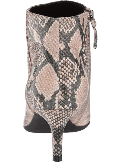 AEROSOLES Womens Beige Snake Breathable Cushioned Epigram Pointed Toe Kitten Heel Zip-Up Leather Dress Booties 6.5 M
