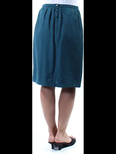 ANNE KLEIN Womens Teal Zippered Lined Knee Length Pencil Skirt 2