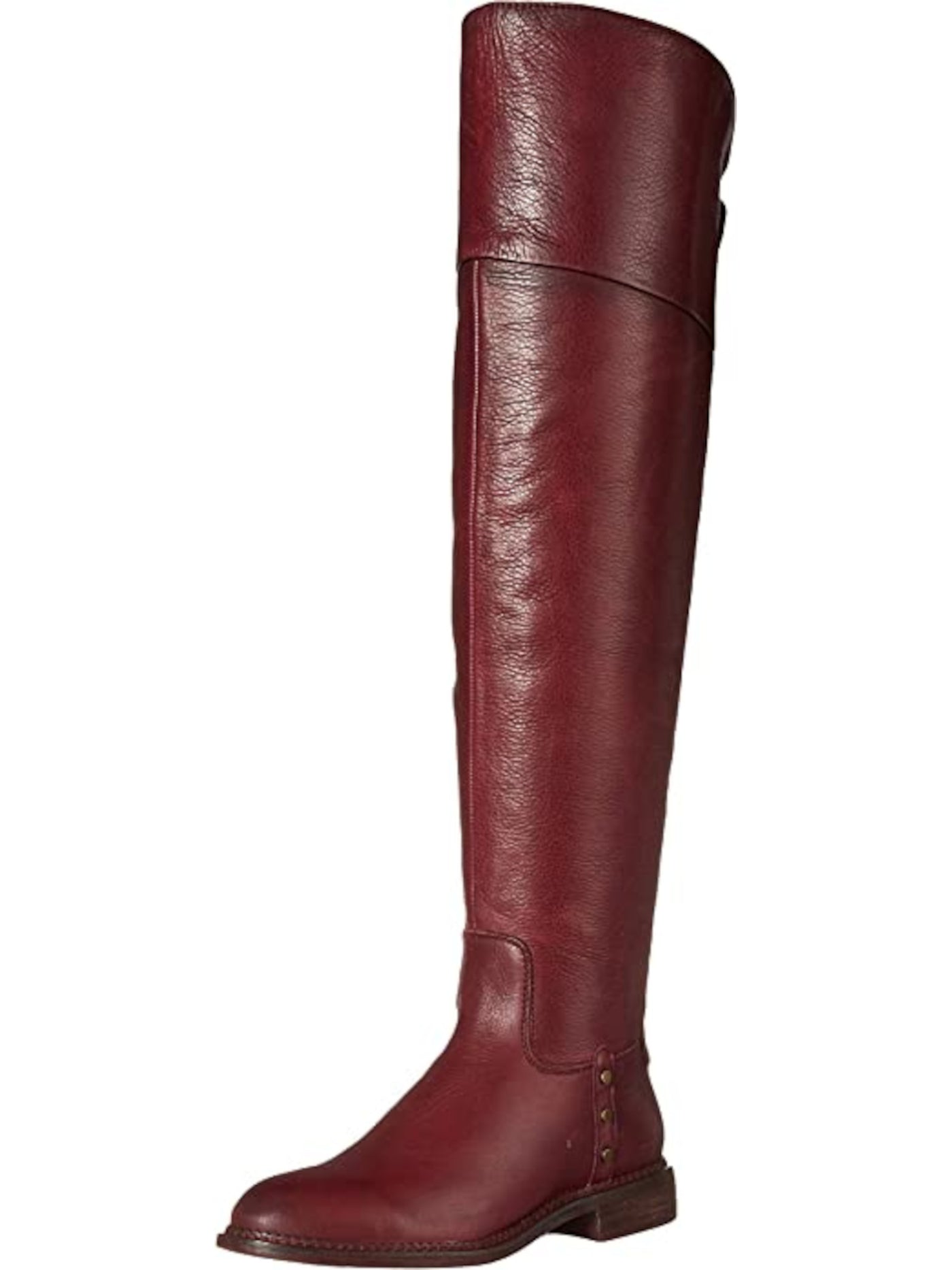 FRANCO SARTO Womens Maroon Comfort Studded Haleen Round Toe Block Heel Zip-Up Leather Riding Boot 9 M WC