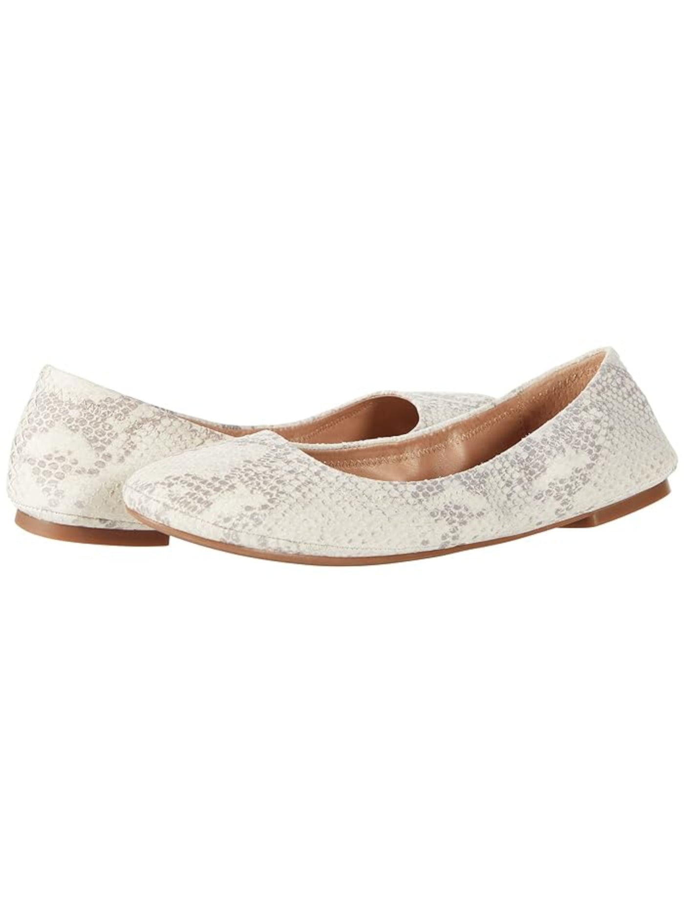 LUCKY BRAND Womens Beige Snake Print Elastic Top Line Cushioned Emmie Round Toe Slip On Leather Ballet Flats 11 M