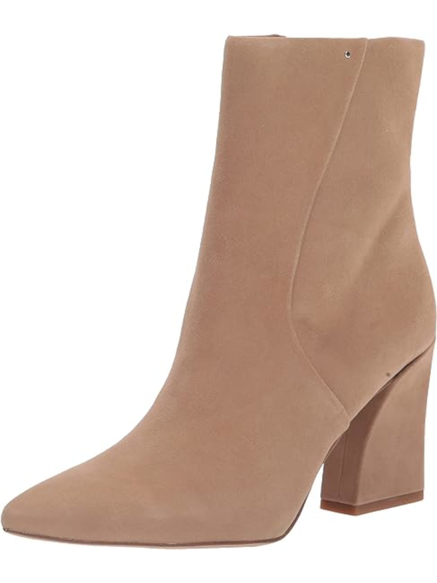 FRANCO SARTO Womens Beige Cushioned Vesi Pointed Toe Block Heel Zip-Up Leather Dress Booties 10 M