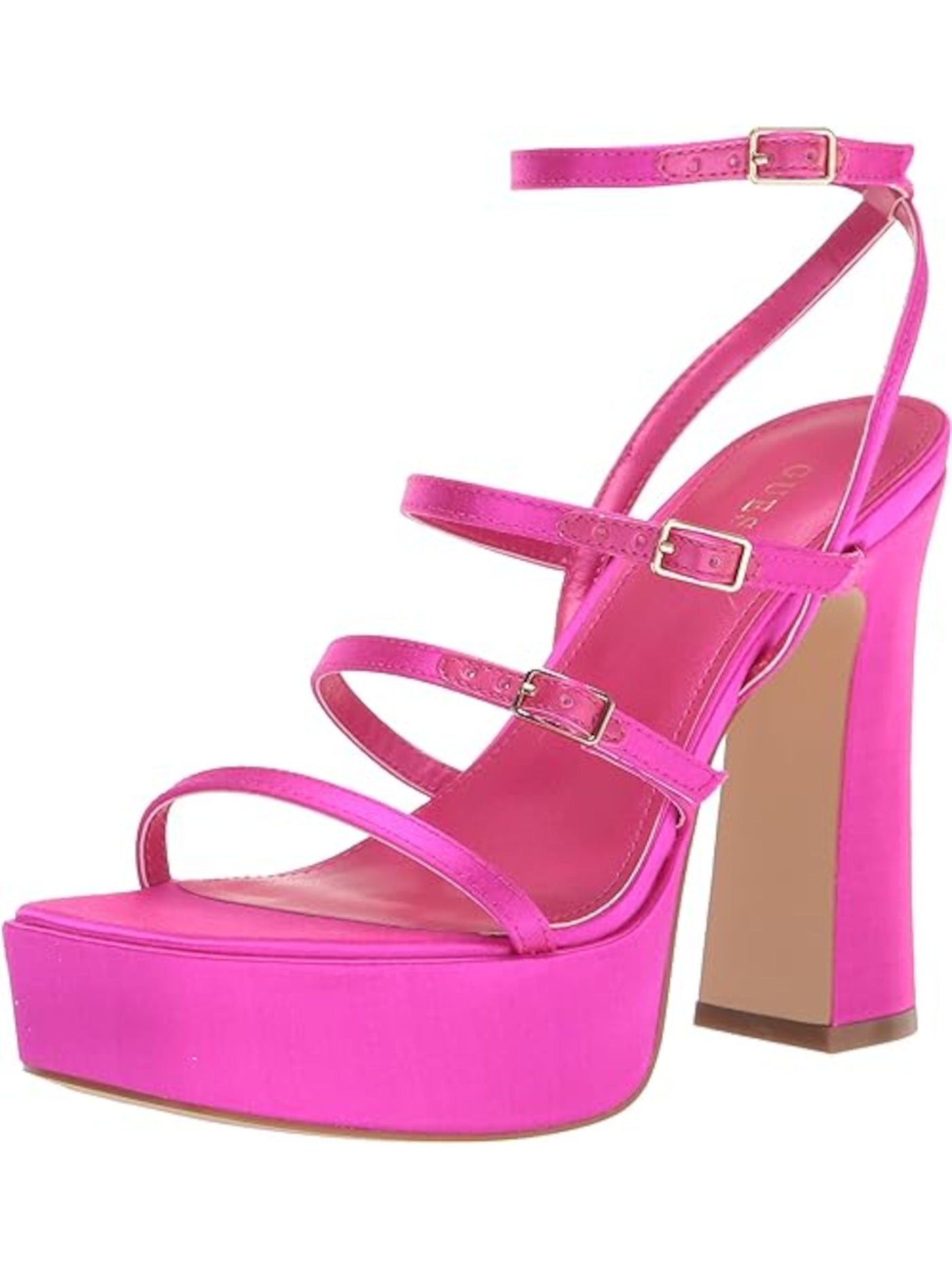 GUESS Womens Pink 1.5 Platfrom Adjustable Ankle Strap Padded Yenna Square Toe Block Heel Buckle Heeled Sandal 9 M