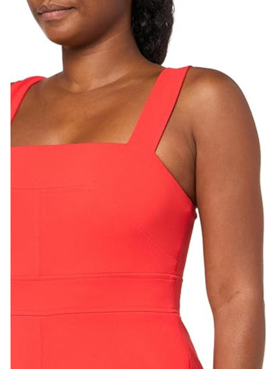 VINCE CAMUTO Womens Red Zippered Lined Sleeveless Square Neck Above The Knee Wear To Work Sheath Dress 10