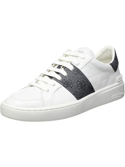 GUESS Mens White Colorblocked Stripe Gymnastics Shoe Padded Verona Round Toe Platform Lace-Up Leather Sneakers Shoes 8
