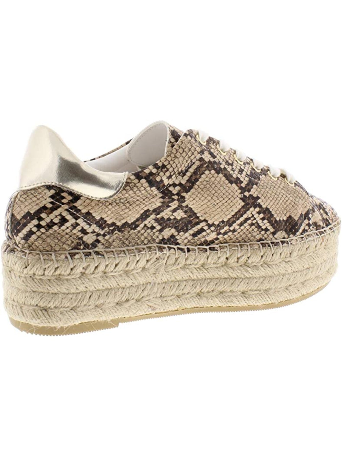 STEVE MADDEN Womens Beige Snake Print Espadrille Parade Round Toe Platform Lace-Up Athletic Sneakers 6.5 M