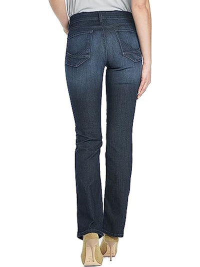 NYDJ Womens Navy Pocketed Zippered Straight leg Jeans 0