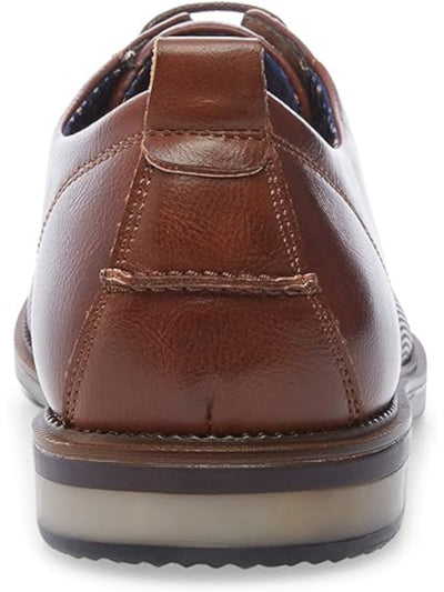 MADDEN Mens Brown Men Made Heel Pull-Tab Blind Eyelets Padded Hainnz Almond Toe Wedge Lace-Up Oxford Shoes 8