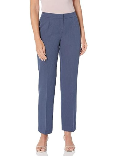 LE SUIT Womens Blue Zippered Hook And Bar Closure Heather Wear To Work Straight leg Pants 14