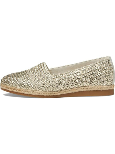 PAUL GREEN Womens Gold Woven Comfort Lori Round Toe Slip On Leather Espadrille Shoes 5.5