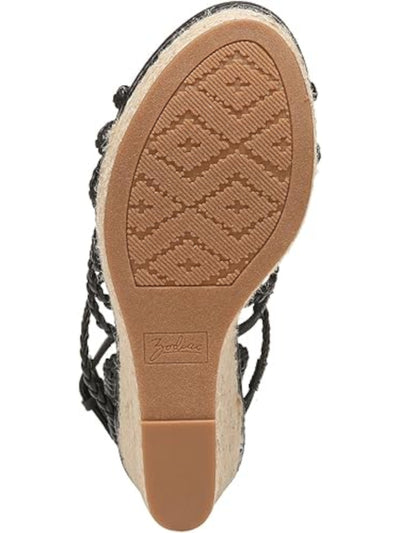 ZODIAC Womens Black 1" Platform Ankle Strap Padded Arch Support Braided Strappy Shana Round Toe Wedge Buckle Espadrille Shoes M