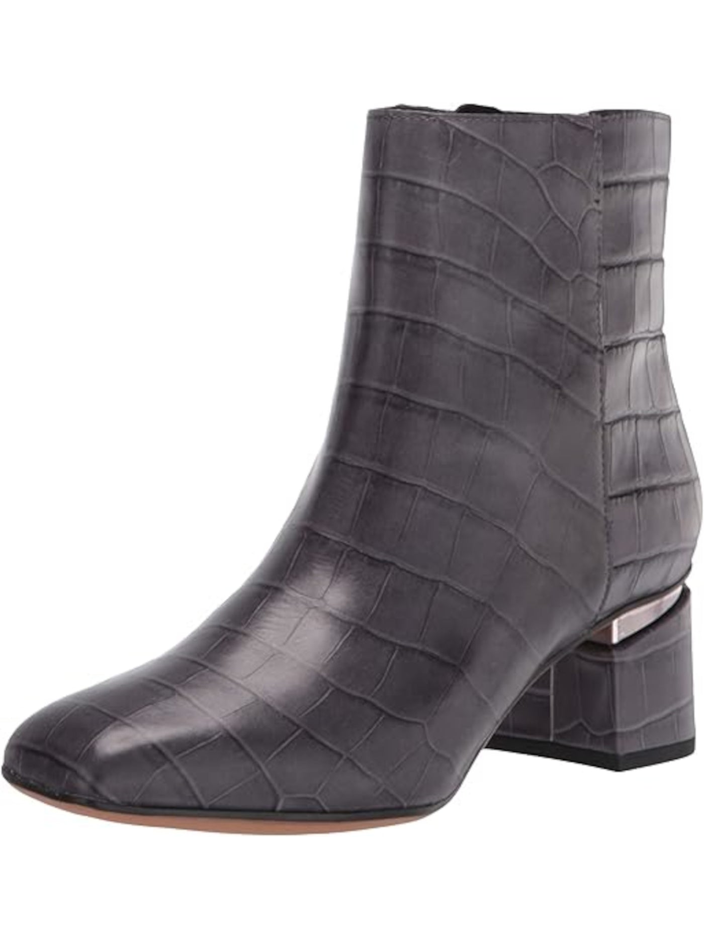 FRANCO SARTO Womens Gray Heel Accent Cushioned Block Heel Zip-Up Dress Booties 6