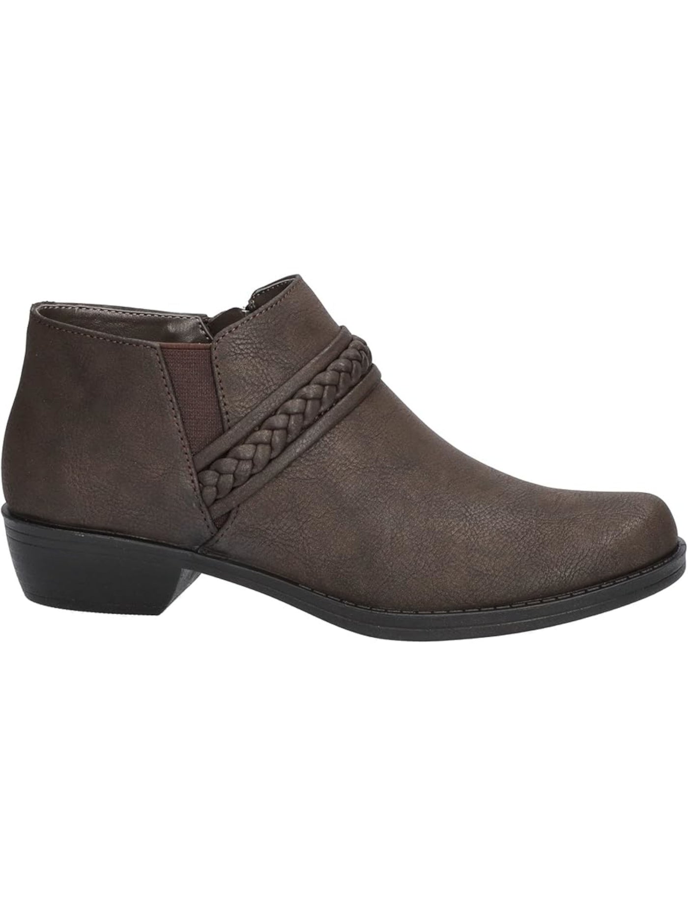 EASY STREET Womens Brown Goring Braided Cushioned Jalia Round Toe Block Heel Zip-Up Booties 7.5 W