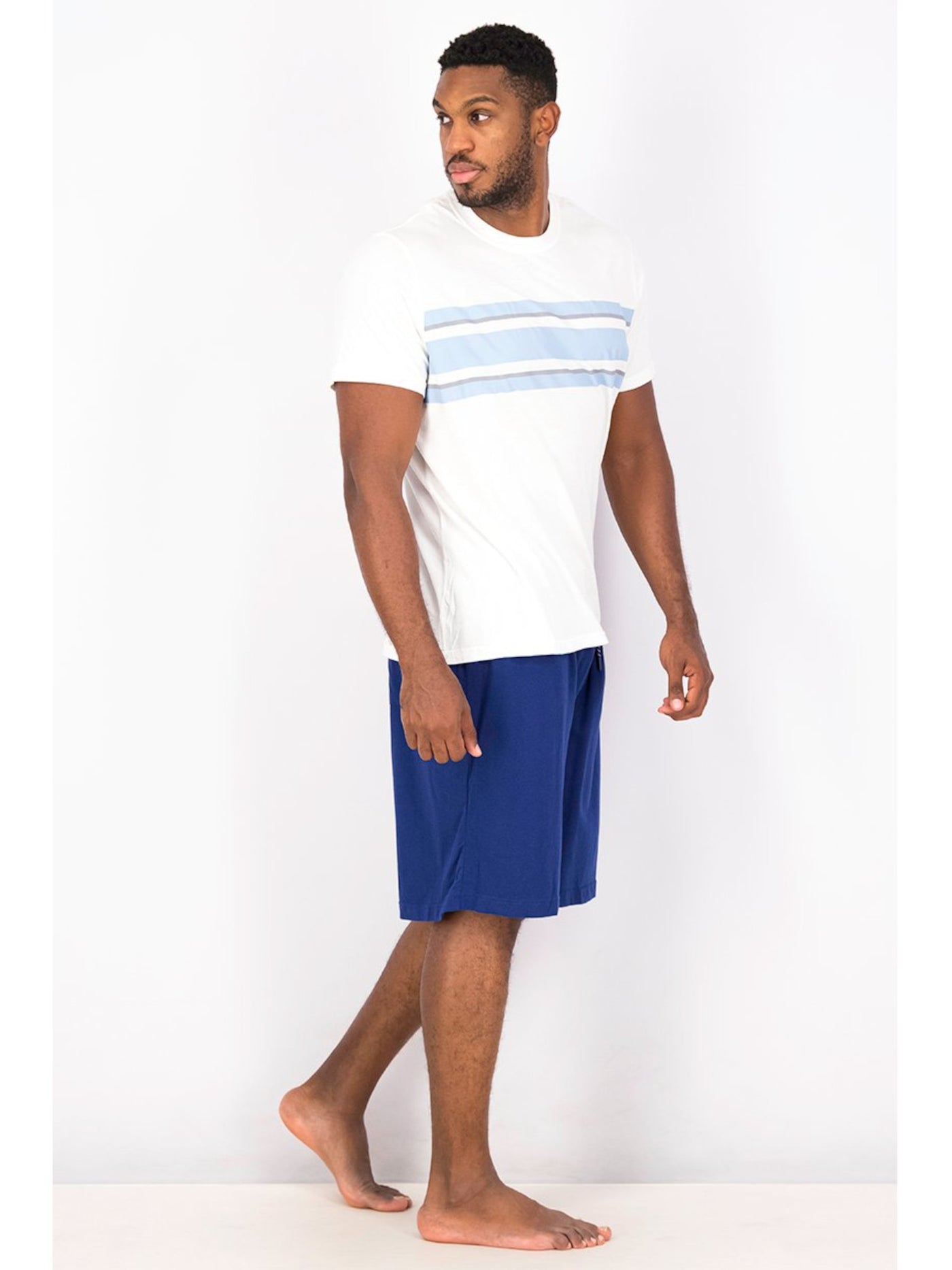 CLUBROOM Mens White Color Block Drawstring Short Sleeve T-Shirt Top Shorts Pants Pajamas XXL