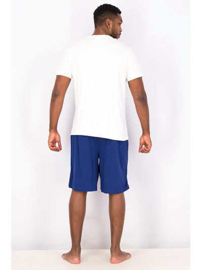 CLUBROOM Mens White Color Block Drawstring Short Sleeve T-Shirt Top Shorts Pants Pajamas N/A L