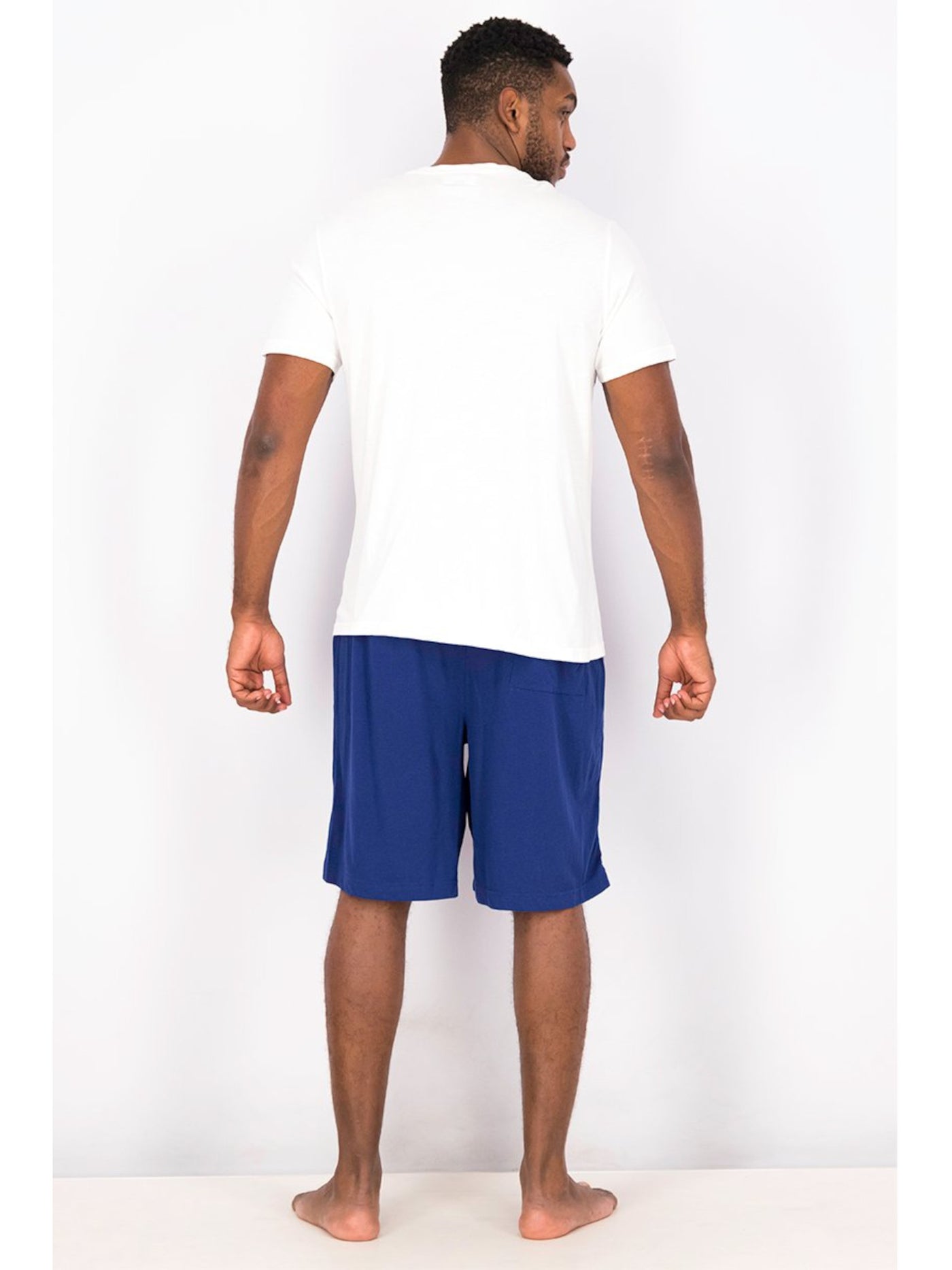 CLUBROOM Mens White Color Block Drawstring Short Sleeve T-Shirt Top Shorts Pants Pajamas M