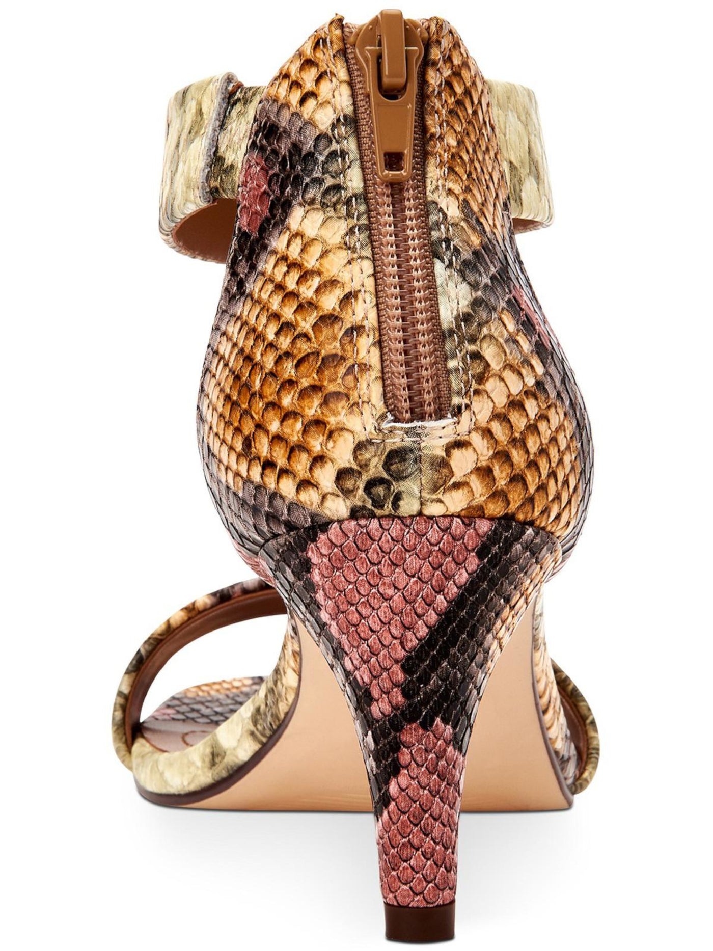 STYLE & COMPANY Womens Brown Snake Print Paycee Round Toe Kitten Heel Zip-Up Dress Sandals 6.5 M