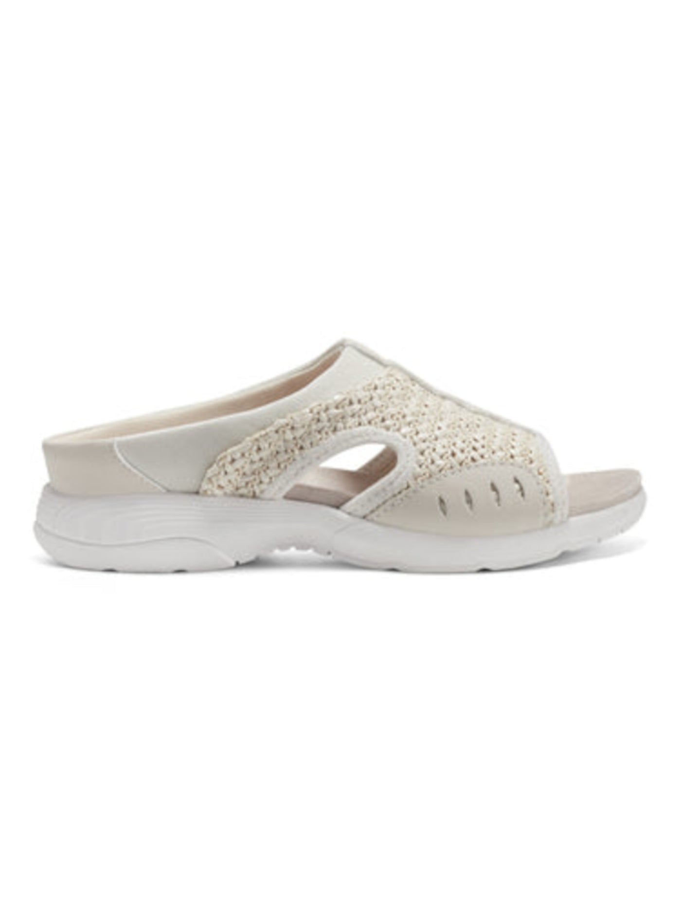 EASY SPIRIT Womens Ivory Mixed Media Lightweight Cut Out Comfort Breathable Cushioned Traciee Round Toe Wedge Slip On Sandals Shoes 9 M