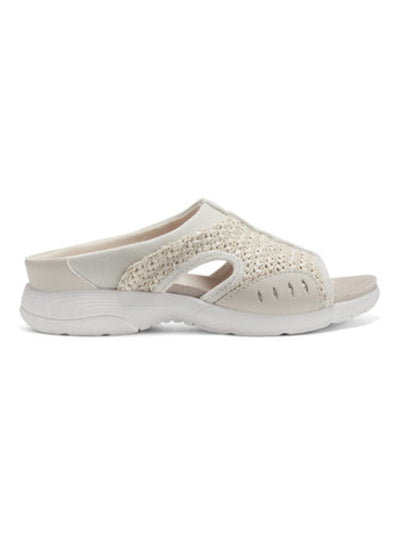 EASY SPIRIT Womens Ivory Mixed Media Lightweight Cut Out Comfort Breathable Cushioned Traciee Round Toe Wedge Slip On Sandals Shoes 9 M