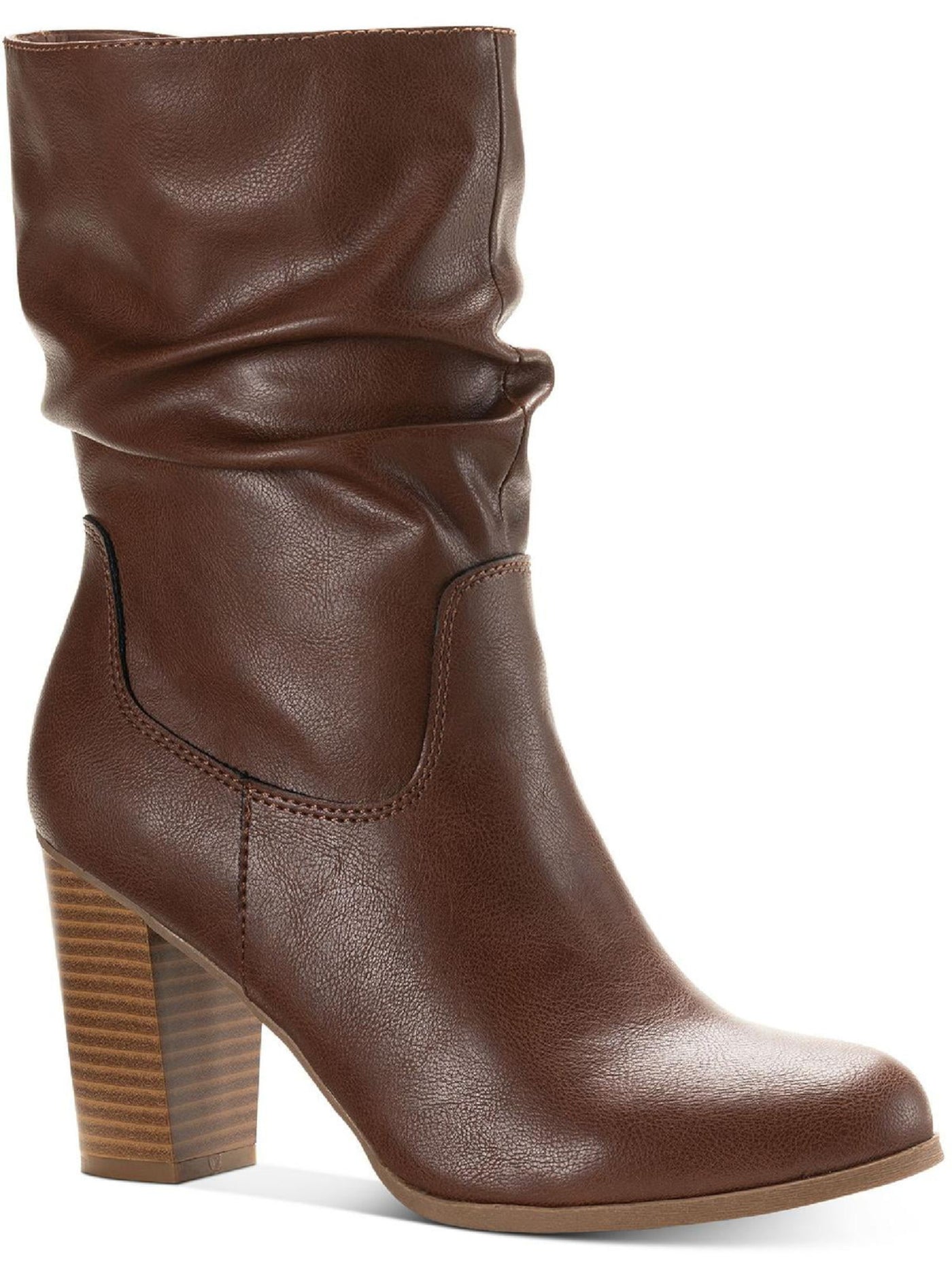 STYLE & COMPANY Womens Brown Saraa Round Toe Block Heel Zip-Up Slouch Boot 9 M