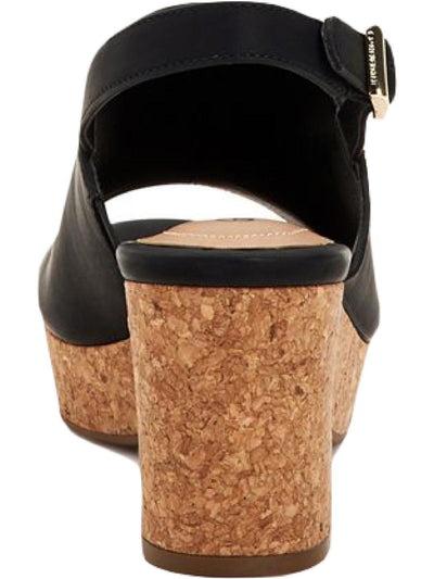 GIANI BERNINI Womens Black 1" Platform Logo Adjustable Strap Comfort Celinaa Round Toe Block Heel Buckle Slingback Sandal 11 M
