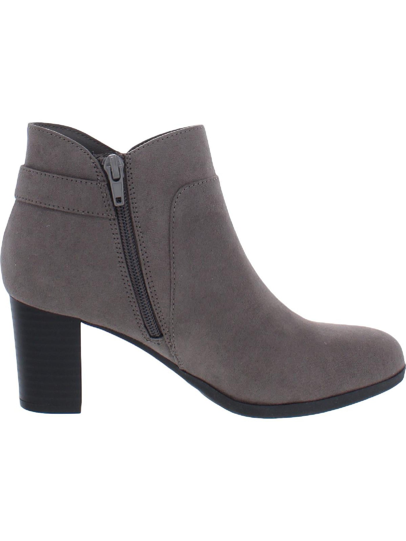 GIANI BERNINI Womens Gray Hardware Detail Strap Cushioned Comfort Artemyss Round Toe Block Heel Zip-Up Booties 11 M