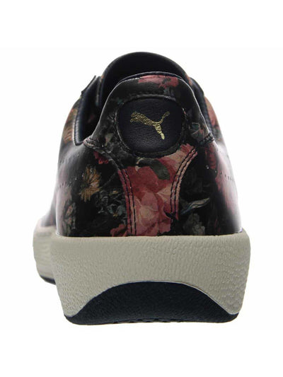 PUMA Mens Black Floral Logo Comfort Star X Round Toe Wedge Lace-Up Leather Athletic Sneakers Shoes 4.5