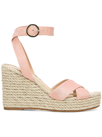 VIA SPIGA Womens Pink 1" Platform Adjustable Strap Padded Sesilia Square Toe Wedge Buckle Leather Espadrille Shoes 7.5 M